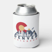 デンバーコロラド州旗キャンピングハイキングお土産80s 缶クーラー (缶正面)