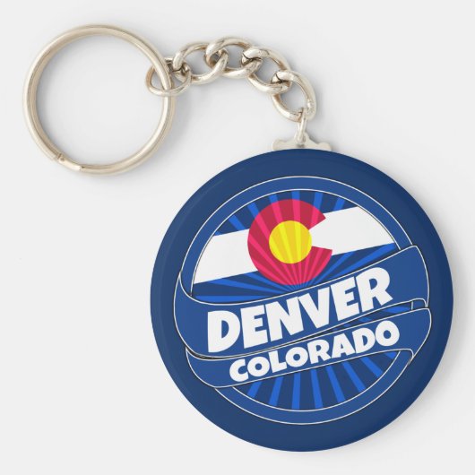 デンバーコロラド州旗バーストキーチェーン キーホルダー (正面)