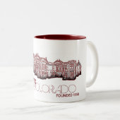 デンバーコロラド歴史赤い古い町のマグ ツートーンマグカップ (正面右)
