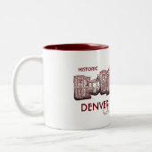 デンバーコロラド歴史赤い古い町のマグ ツートーンマグカップ (左)