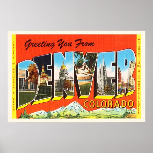デンバーコロラドCOオールドヴィンテージ旅行記念品 ポスター (正面)