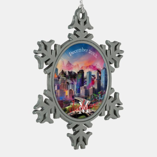 デンバースカイラインスノーフレークペーターのクリスマスオーナメント スノーフレークピューターオーナメント (左)