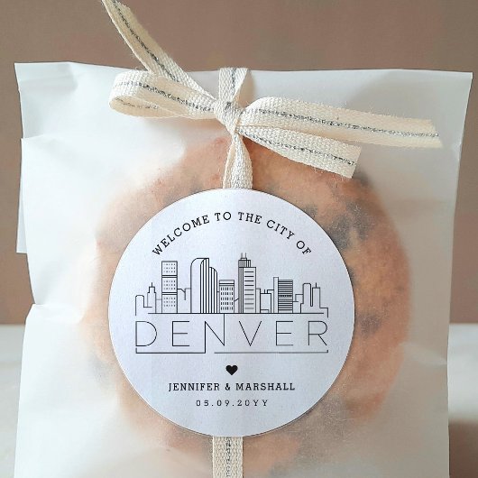 デンバースカイライン |の結婚ウェルカムメッセージ ラウンドシール