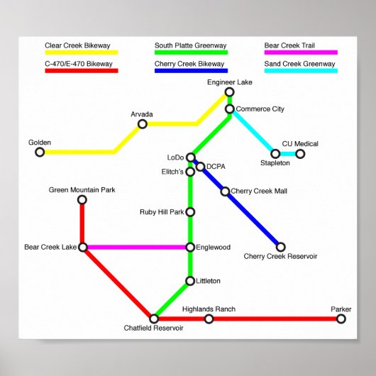 デンバーバイクマップポスター ポスター (正面)