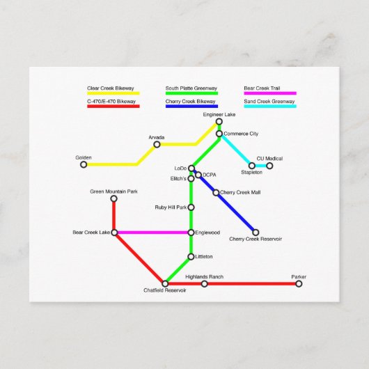 デンバーバイクマップポストカード ポストカード (正面)