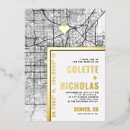 デンバーラブロケーター |シティテーマ結婚の 箔招待状