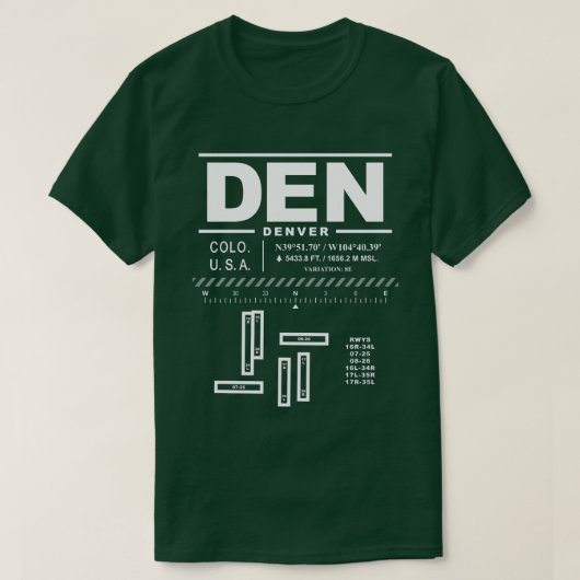 デンバー国際的エアポートDEN Tシャツ (デザイン正面)