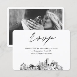 デンバー結婚のミニマリストスケッチRSVP エンクロージャーカード