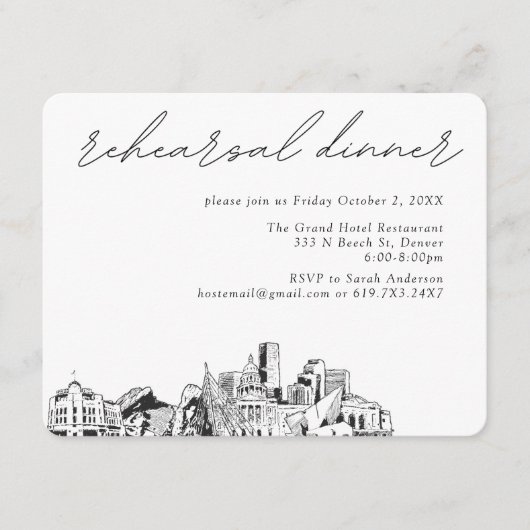 デンバー結婚のリハエレガントーサルディナー エンクロージャーカード (正面)