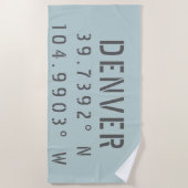 デンバー緯度の経度 ビーチタオル (正面)