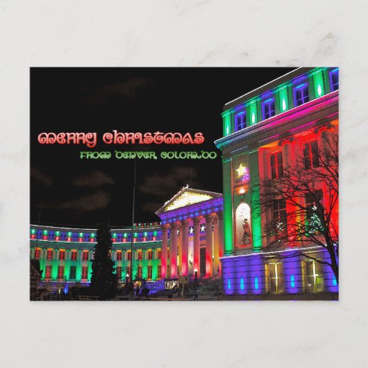 デンバー、コロラド州からのメリークリスマス シーズンポストカード (正面)