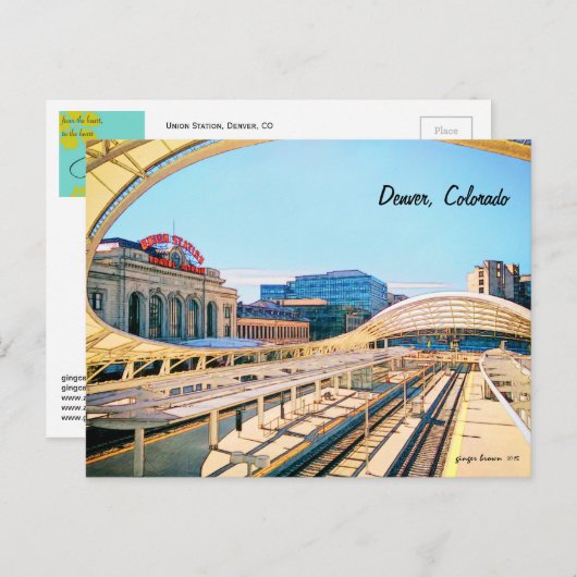 デンバー、コロラド州のユニオン駅の現代的な景観#2 ポストカード (正面/裏面)