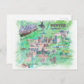 デンバー コロラド州 マップ 旅行 ポストカード (正面/裏面)