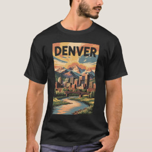 デンバー コロラド イラスト 日没 旅行 アート Tシャツ