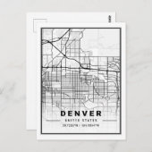 デンバーCOコロラドUSAトラベルシティマップ ポストカード (正面/裏面)