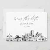 デンバ結婚ーのモダン日付の保存 招待状 (正面)