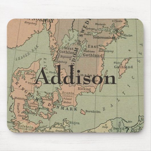 デンマークとスウェーデンの初期地図 マウスパッド (正面)