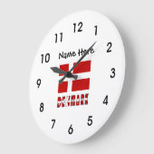 デンマークとデンマークの国旗（氏名） ラージ壁時計 (傾斜)