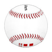 デンマークとデンマーク国旗と氏名 野球ボール (裏面)