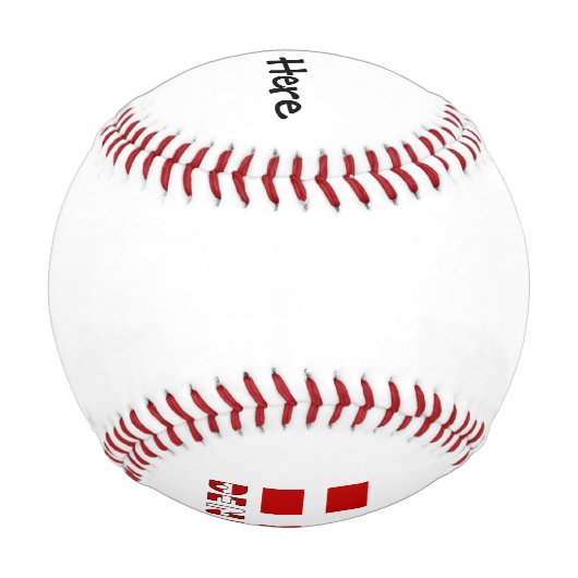 デンマークとデンマーク国旗と氏名 野球ボール (裏面)