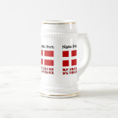デンマークとデンマーク国旗のカスタマイズ ビールジョッキ (正面右)