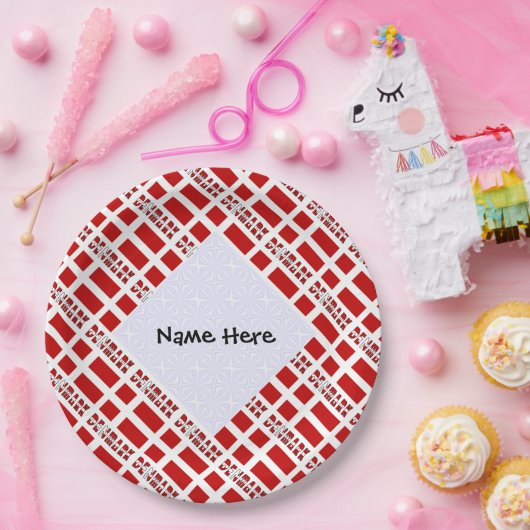 デンマークとデンマーク国旗のタイル貼りパーソナライズされた ペーパープレート (パーティー)