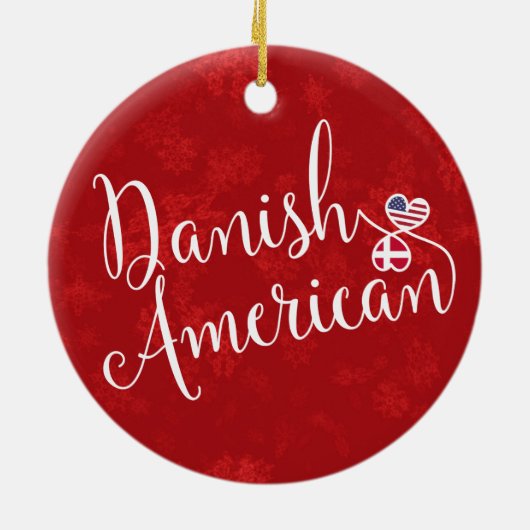 デンマークのアメリカのハートの旗の休日の装飾 セラミックオーナメント (裏面)