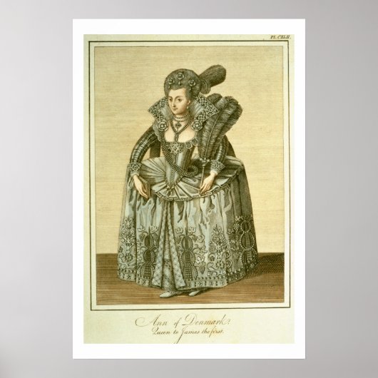 デンマークのアン（1574年～1619年）ジェームズ1世の妻、イラストレーション ポスター (正面)