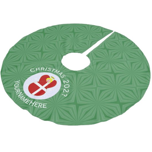 デンマークのエンジェルクリスマスパーソナライズされた国旗 ブラッシュドポリエステルツリースカート (アングル)