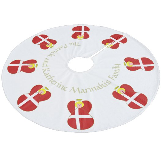 デンマークのエンジェル・ブロンドパーソナライズされたオン・ホワイト フリース ツリースカート (アングル)