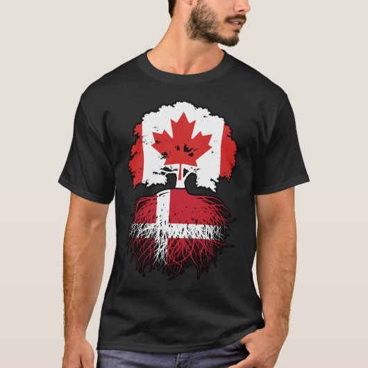 デンマークのカナダの木のルーツ国旗 Tシャツ (正面)