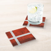 デンマークのグランジな旗 ガラスコースター (アングル)