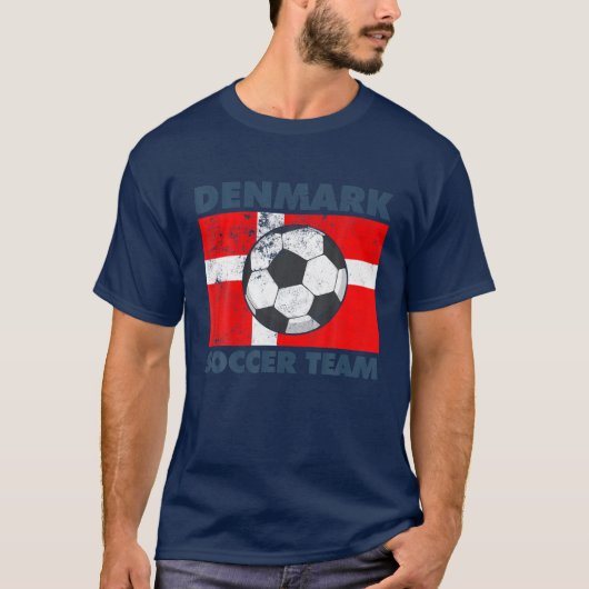 デンマークのサッカーチーム国旗2022デンマークのサポーター Tシャツ (正面)
