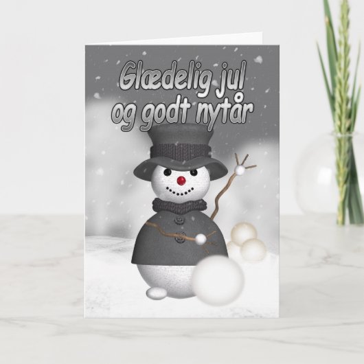 デンマークのスヌーマン付きモダンクリスマスカースタイリッシュド シーズンカード (正面)