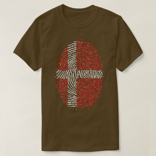 デンマークのデンマークの指紋フラグ Tシャツ (デザイン正面)
