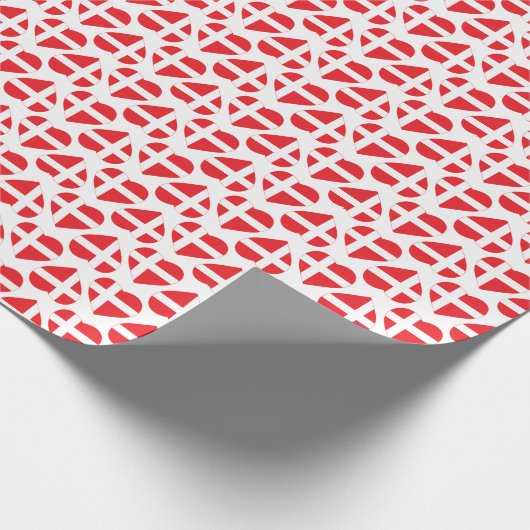 デンマークのハートの形の旗 ラッピングペーパー (角)