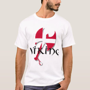 デンマークのバイキングのデンマークの旗の斧 Tシャツ