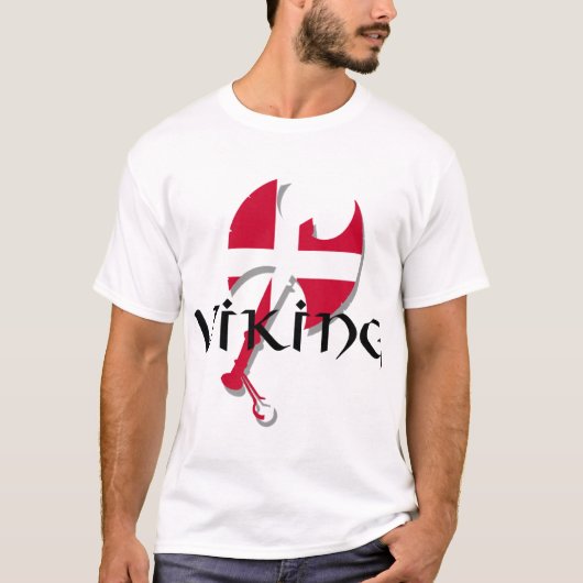 デンマークのバイキングのデンマークの旗の斧 Tシャツ (正面)
