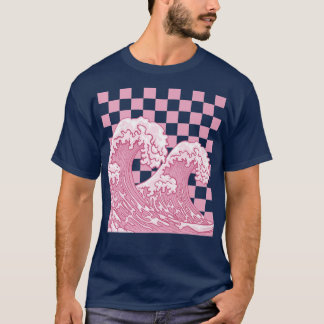 デンマークのパステル日本のエステ素晴らしティックウェーブオフKa Tシャツ