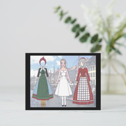 デンマークのペーパー人形の郵便はがきのLise ポストカード (スタンド正面)