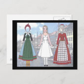 デンマークのペーパー人形の郵便はがきのLise ポストカード (正面/裏面)