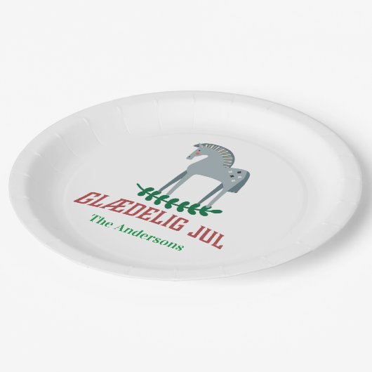 デンマークのメリークリスマスダラの馬 ペーパープレート (アングル)