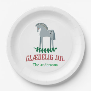 デンマークのメリークリスマスダラの馬 ペーパープレート