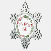 デンマークのメリークリスマスリース、グラディグjul スノーフレークピューターオーナメント (右)
