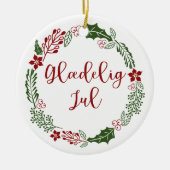デンマークのメリークリスマスリース、グラディグjul セラミックオーナメント (正面)