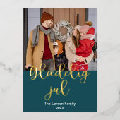 デンマークのメリークリスマス、ジュルエレガントの喜び 箔シーズンカード (正面)