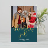 デンマークのメリークリスマス、ジュルエレガントの喜び 箔シーズンカード (立ち正面)