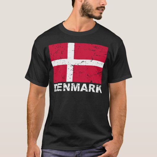デンマークのヴィンテージの旗 Tシャツ (正面)