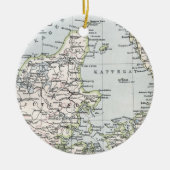 デンマークの古地図、1905年「Danmark」表記あり セラミックオーナメント (正面)