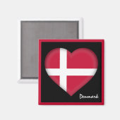 デンマークの国旗とデンマークのハート、デンマークの祝日/sport マグネット (正面/裏面)
